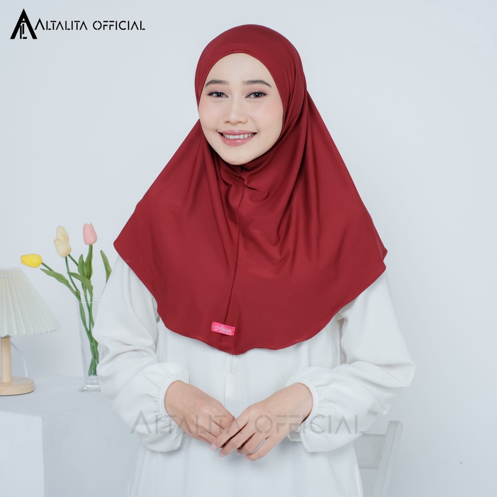 Altalita - Hijab Instan Zaida Malay Non Pet Terbaru | Jilbab Bergo Hamidah Instan Non Pet Menutup Dada | Kerudung Malaysia Instan Jumbo Bahan Jersey Premium Non Pad Cocok untuk Sekolah Olahraga Volly Futsal Senam dan Sehari-hari