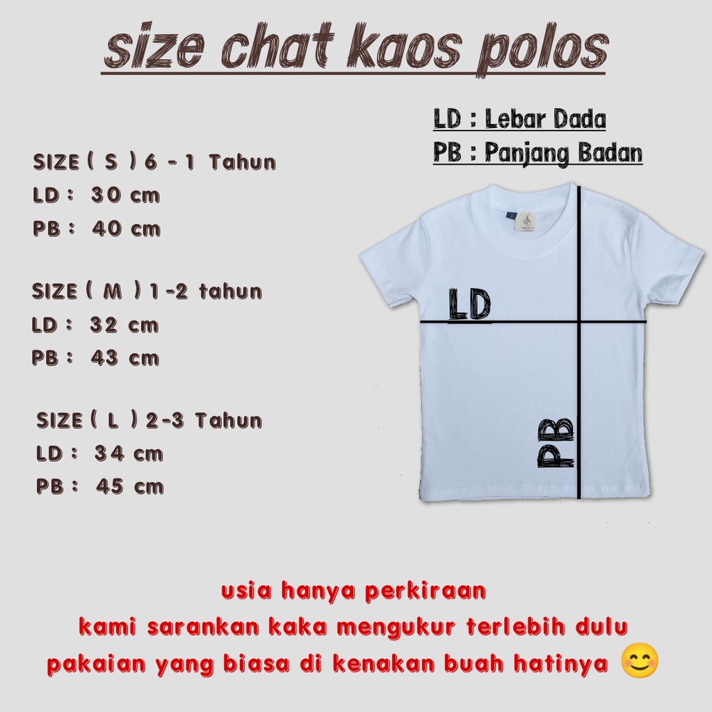 KAOS POLOS Bayi &amp; Anak