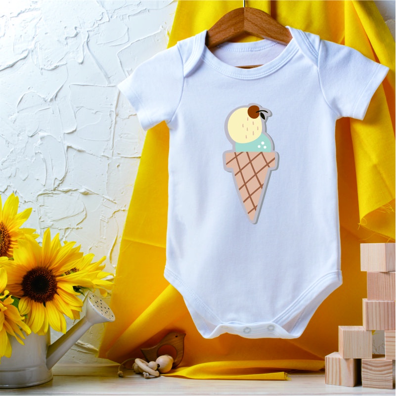Jumpsuit Bayi Perempuan Laki Laki Motif Ice Cream Jumper Kain Katun