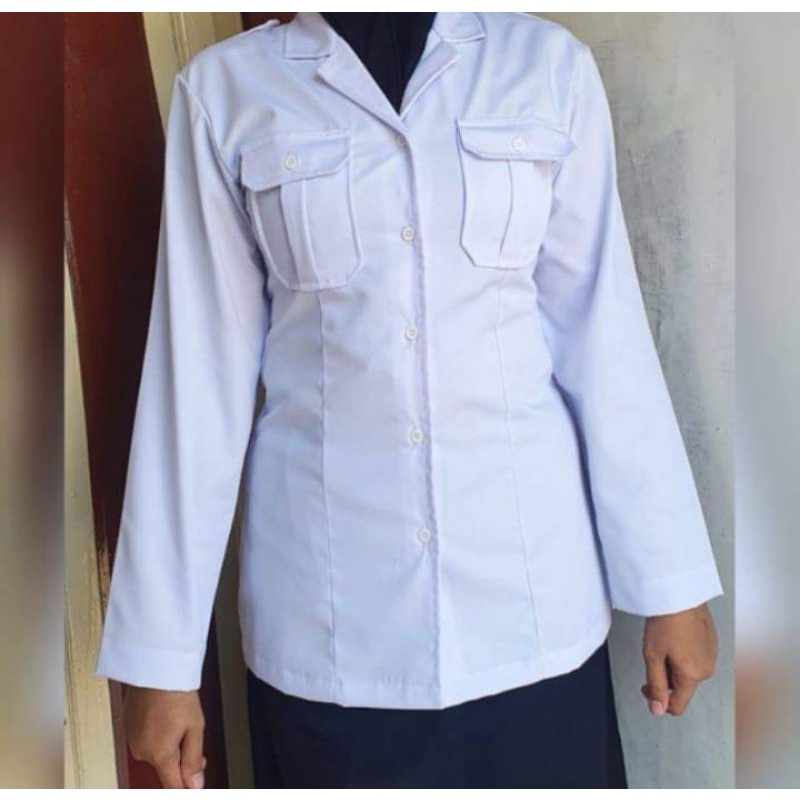 Seragam PDH Putih Wanita || Baju PPL Wanita Putih || Kemeja Putih Dinas Wanita || Baju Putih PDH PNS