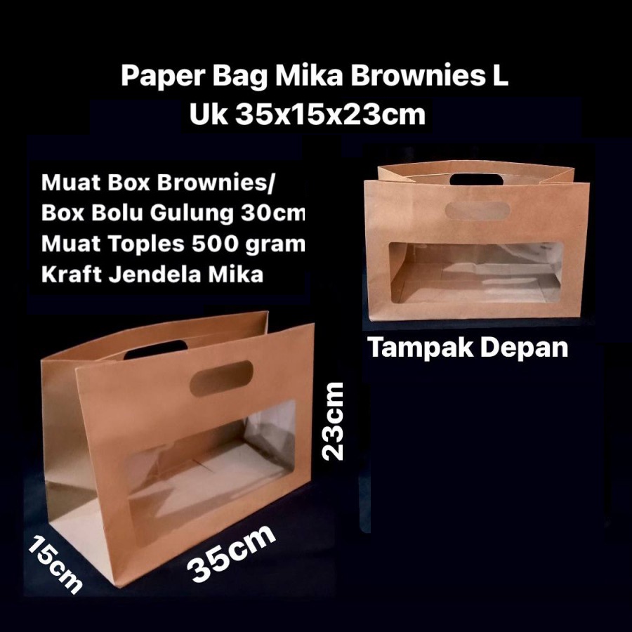 

paper bag mika hampers bolu gulung goodie bag toples 500 gr paperbag parcel kue brownies kantong kertas size 35x15x23cm