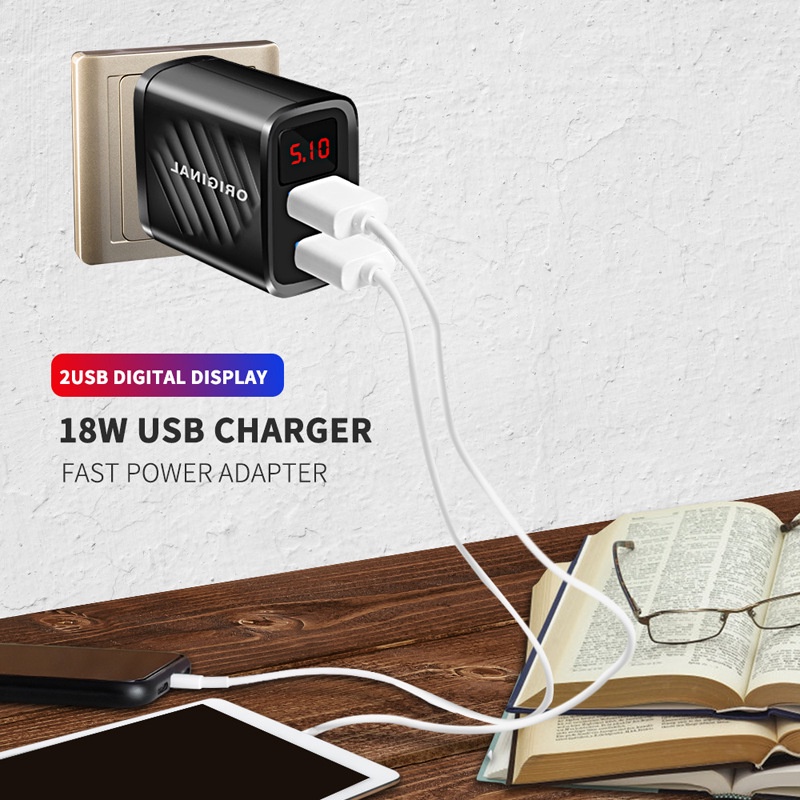 Adapter Charger 2 Port USB 3.0 Fast Charging Untuk Iphone Android