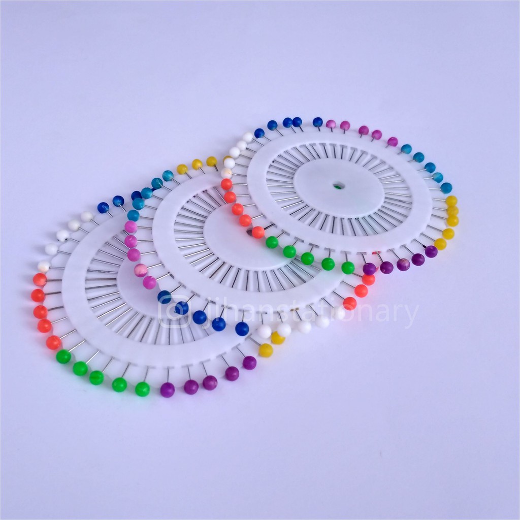 Jarum Pentul Bulat Kecil Bahan Stainless Isi 40 pcs Warna Warni Jarum Jilbab