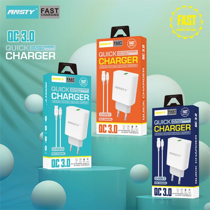 TC ANSTY Q-006 - ADAPTER - CASAN - CHARGER 3.0A FAST CHARGING