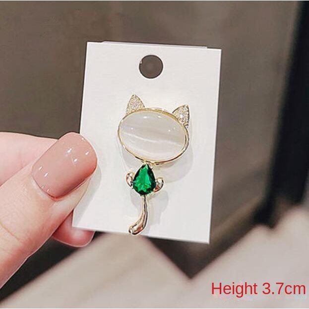 Bros Pin Bentuk Kucing Opal Unik Lucu Anti Silau Gaya Korea Untuk Syal Sutra