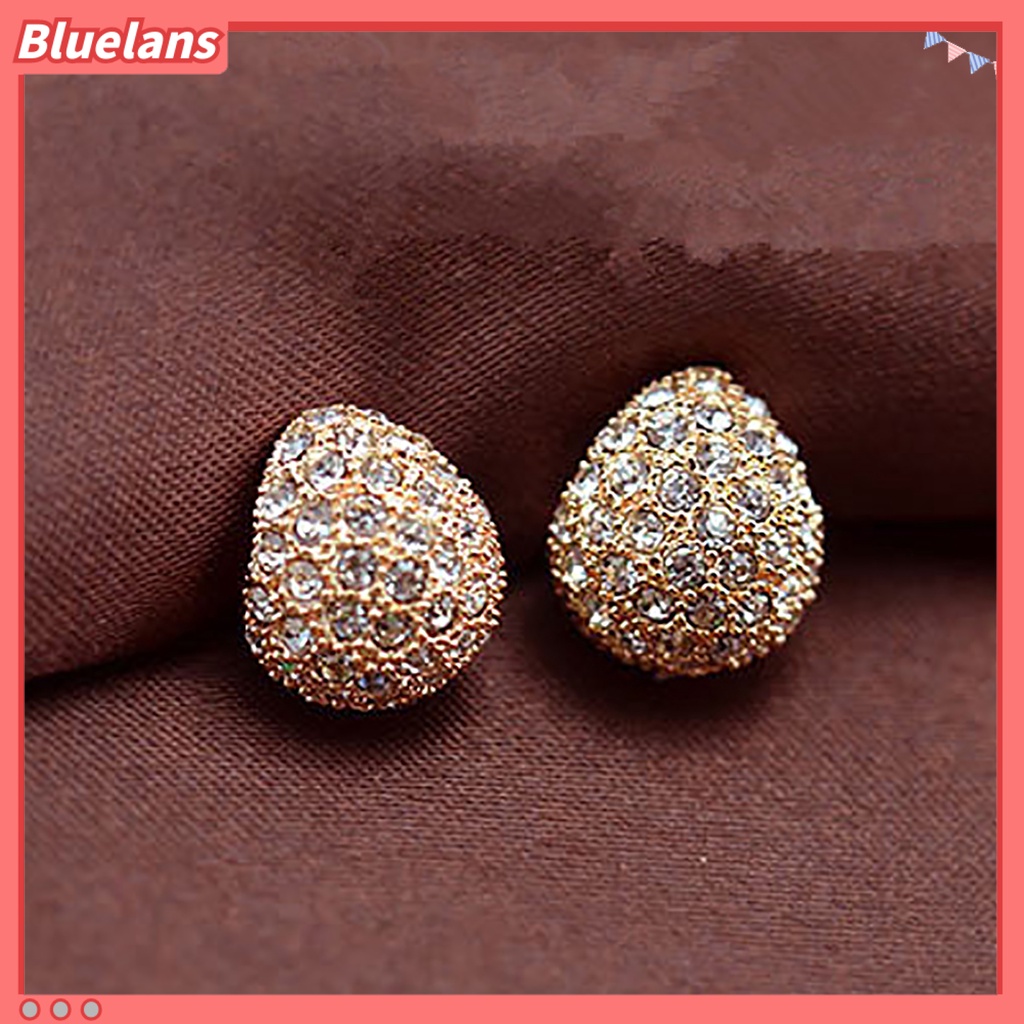 [Bayar Di Tempat]Anting Stud Fashion Unisex: Gaya Korea Bulan Sabit Berlian Imitasi Berkilau