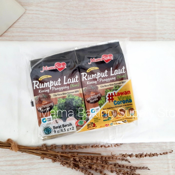 

MAMA SUKA Mamasuka GIM Roast Seaweed Rumput Laut KOREAN BBQ 2 x 4,5 gr