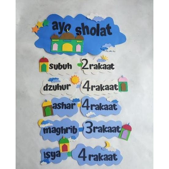 Hiasan dinding kelas TK PAUD. Sholat 5 waktu ORIGINAL