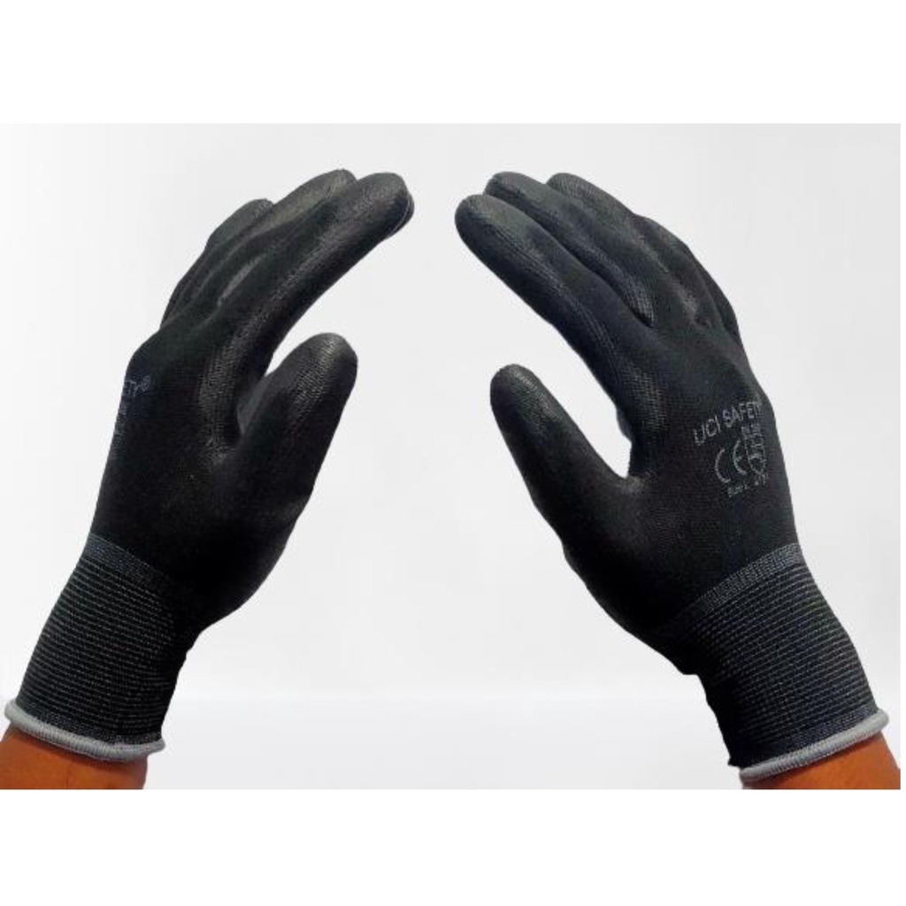 Sarung Tangan Karet Palm Fit Glove Comet CG805 PU Mekanik Industri Hitam Nylon Polyurethane Safety