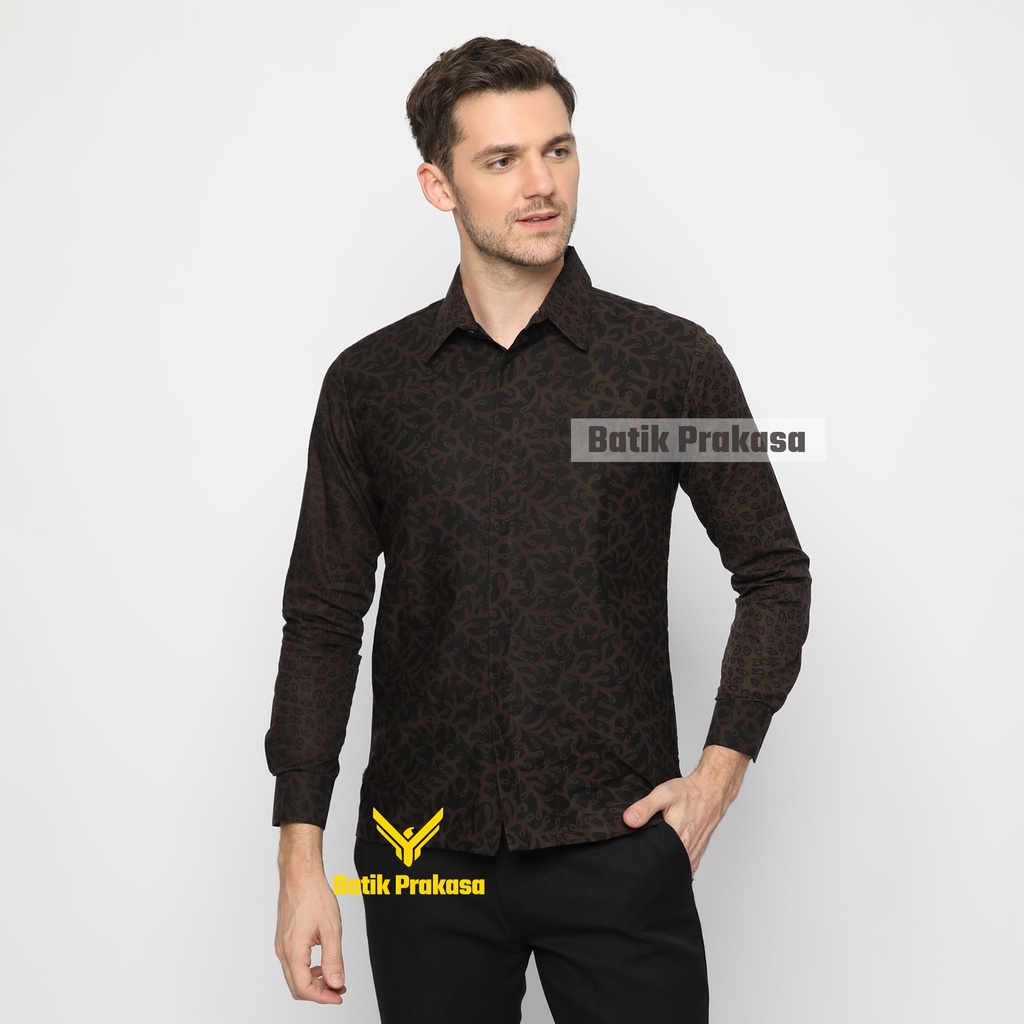 Kemeja Batik Prakasa Motif Adipramana Oswasa Slimfit Lengan Panjang Batik Solo