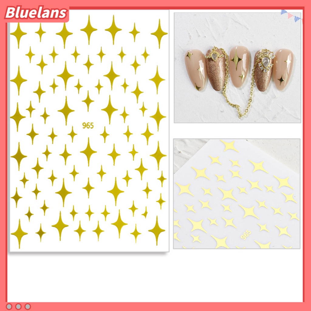 Bluelans 7Pcs / Set Stiker Kuku 3D Motif Meteor / Bintang Aksen Glitter Untuk Nail Art / Manicure