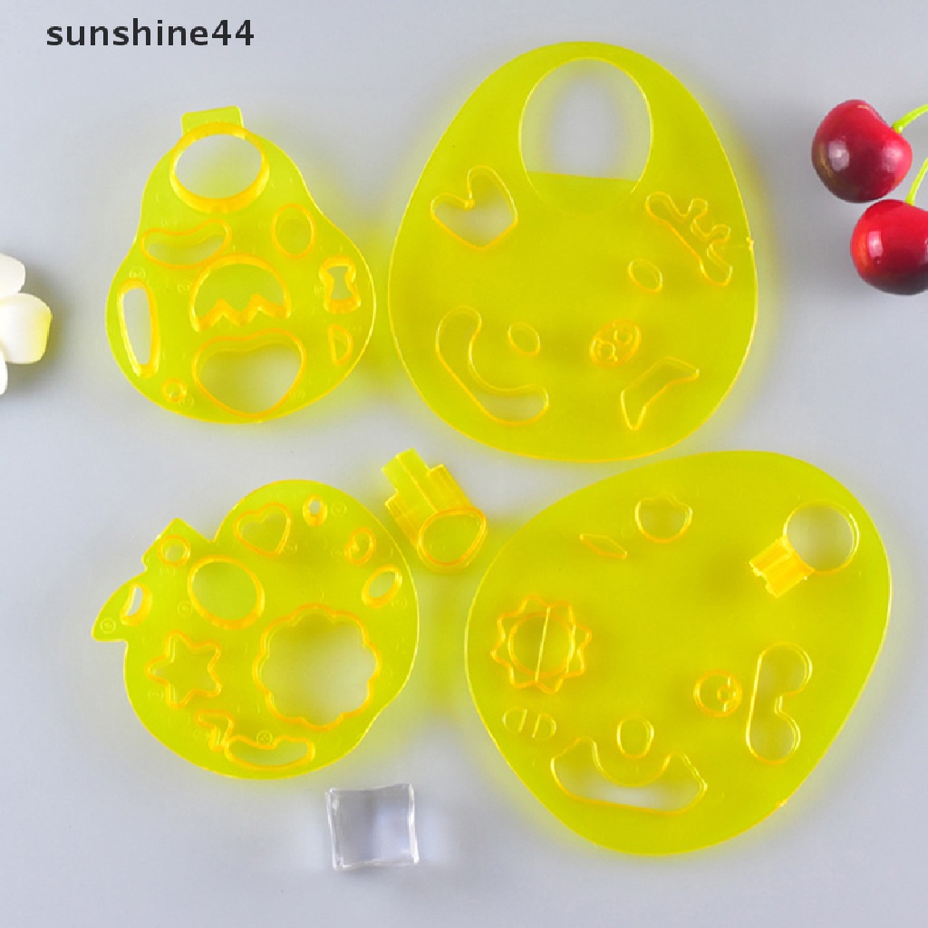 Sunshine 2 / 3 / 4Pcs Cetakan Bola Nasi Emboss DIY Bentuk Ekspresi Wajah Kartun