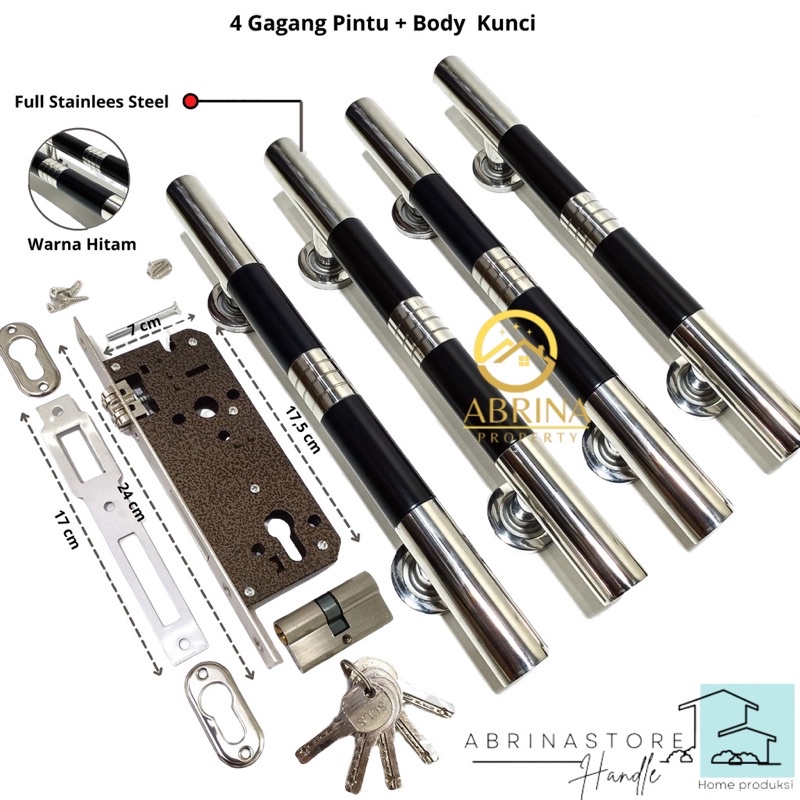 paket 4 handle pintu rumah set kunci model suling lis tarikan gagang pintu rumah stainless handel hendel pintu rumah minimalis murah