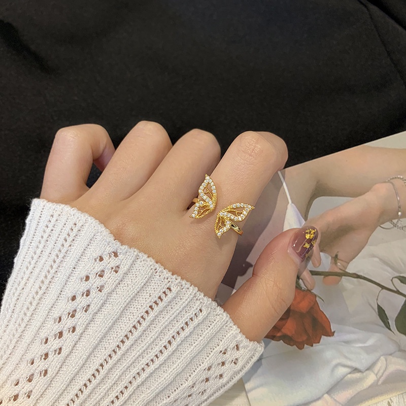 Cincin Model Terbuka Aksen Mutiara Gaya Korea Untuk Wanita