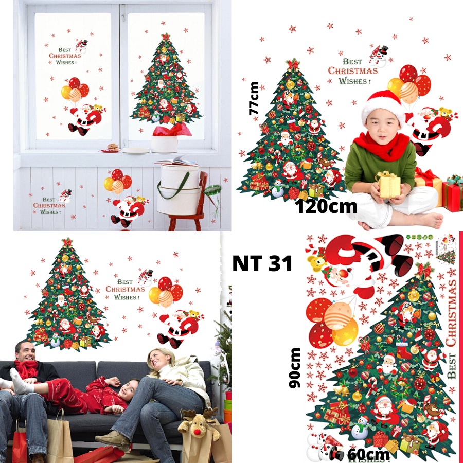 WALL STICKER WALLSTICKER NATAL WALLSTIKER STIKER SETIKER POHON TEMA MOTIF NATAL WALSTIKER WALLPAPER PAPER MERRY MERY CHRISTMAS SANTA CLAUSE TAHUN BARU DEKORASI HIASAN DINDING TEMBOK DEKOR RUANG TAMU PINTU KACA JENDELA RUMAH GANTUNGAN KAOS KAKI NATAL