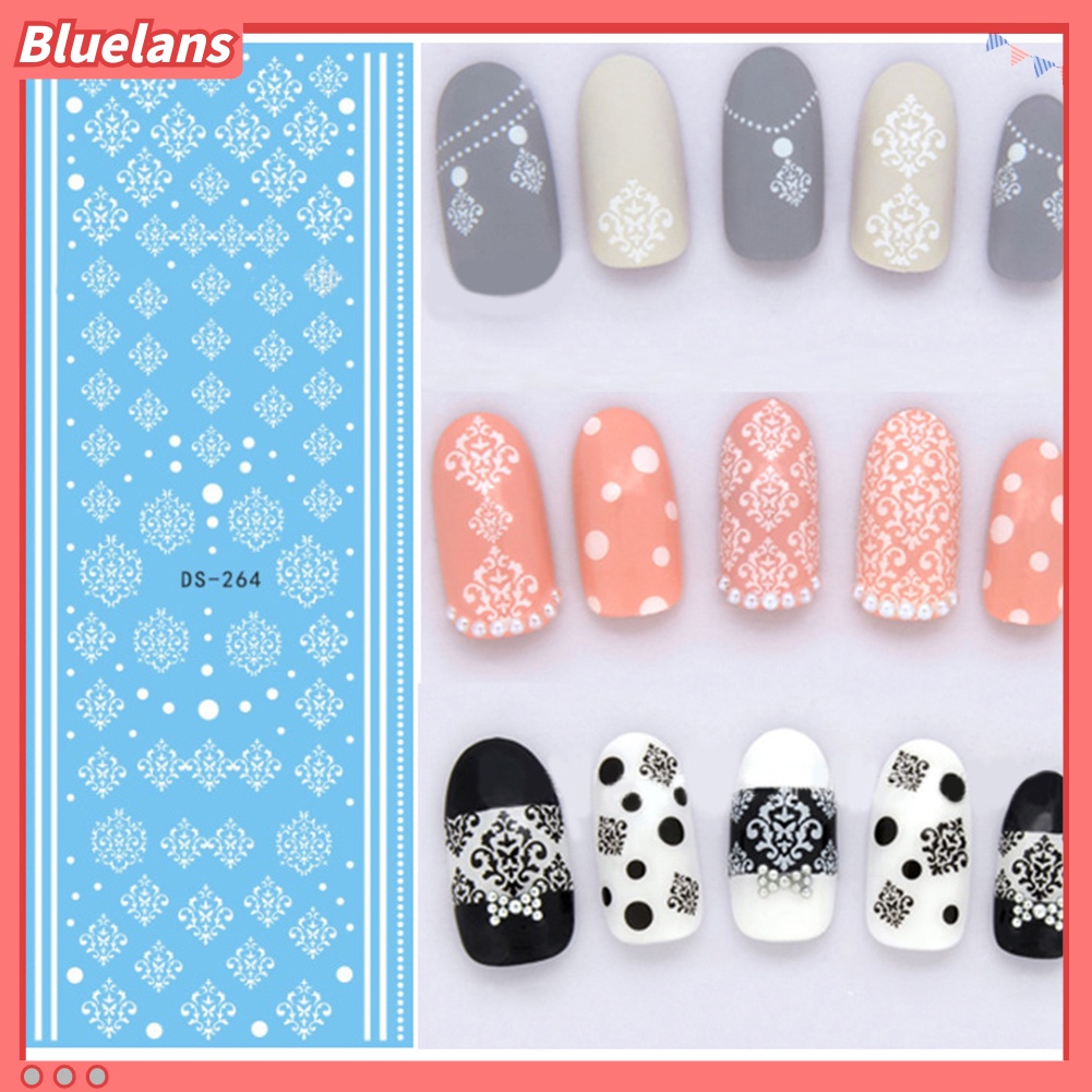Bluelans Stiker Kuku Motif Bunga / Bulu / Kupu-Kupu / Tulisan Untuk Nail Art / Manicure DIY