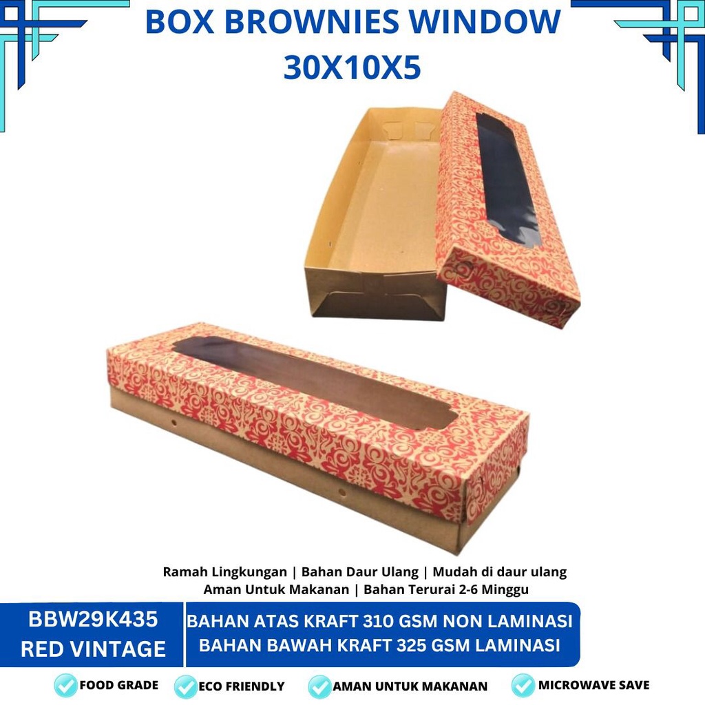 Box 30x10x5 Dus Brownies Window (BBW29K435-Laminasi)