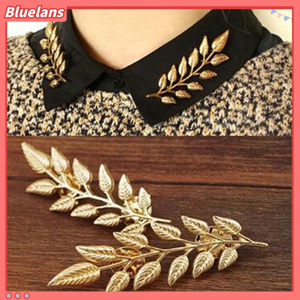 Bluelans 1 Pasang Bros Pin Bentuk Daun Tahan Lama Untuk Dekorasi Pakaian