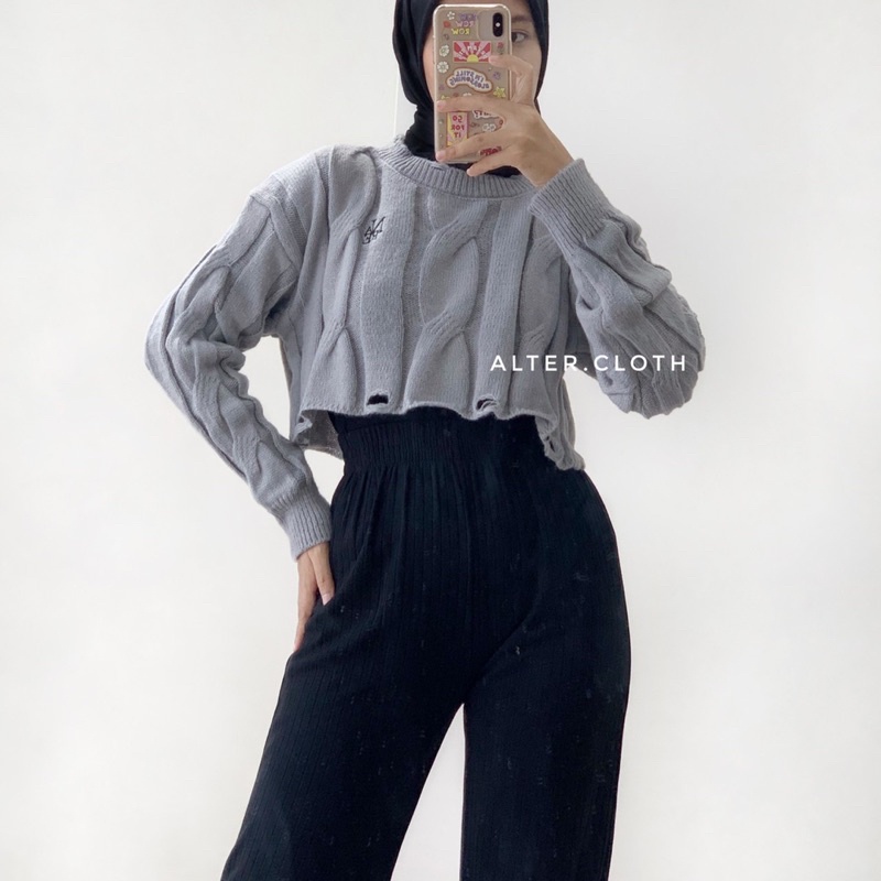 alter.cloth - NOMMI SWEATER | Atasan Wanita Lengan Panjang Crop Kardigan Korea Style Knit Rajut Impo