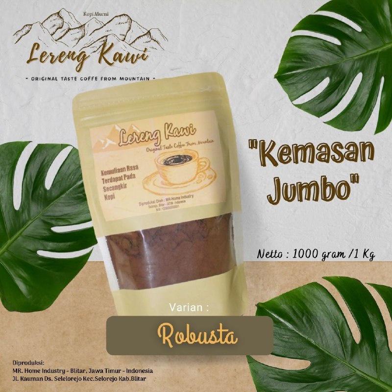 

Kopi Hitam Robusta 1000 gram (1Kg) - Kopi Murni Lereng Kawi