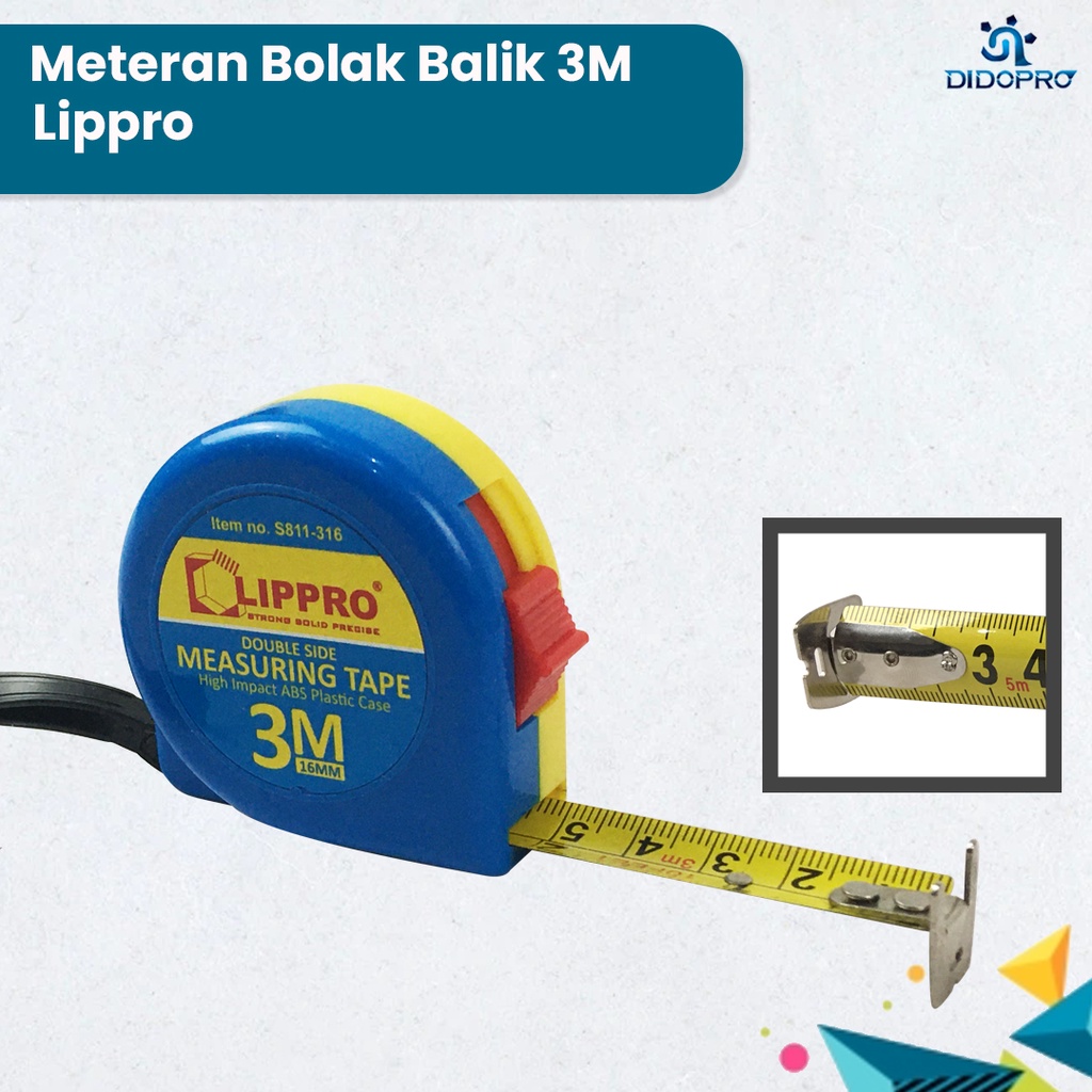 Meteran 3m 3 meter Feng Shui Lippro Double Side (2 sisi)