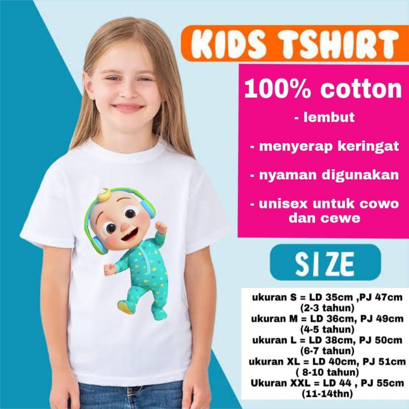 KAOS COCOMELON T-SHIRT KIDS UNISEX USIA 1 2 3 4 5 6 7 8 9 10 11 12 TAHUN BAJU ANAK UMUR 1 - 12 TAHUN
