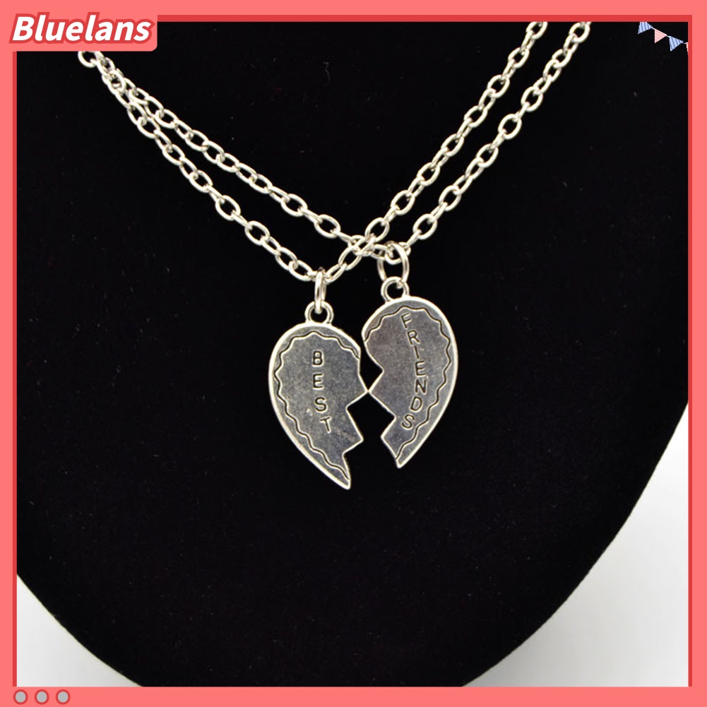 Bluelans 2 Pcs Fashion Best Friends Love Heart Pendant Couple Chain Necklace Jewelry Gift