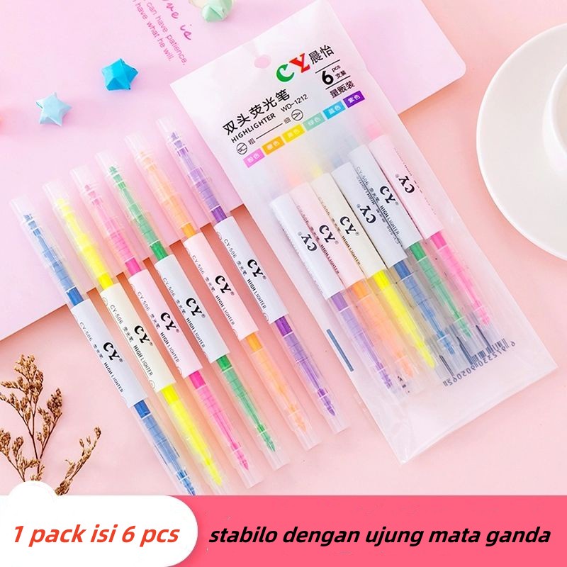 

stabilo/stabilo warna warni/ stabilo 6warna /1set stabilo isi 6pcs dengan warna berbeda