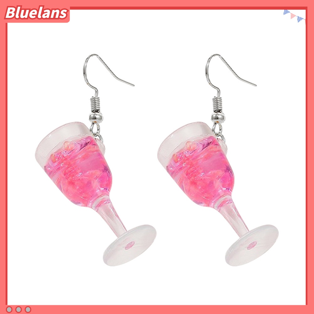 Anting Kait Gantung Desain Gelas Wine Bahan Resin Untuk Wanita