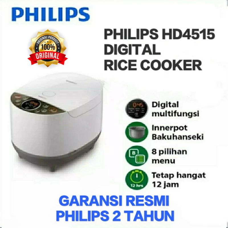 Jual PHILIPS Digital Rice Cooker HD4515 HD 4515 Fuzzy Logic BAKUHANSEKI