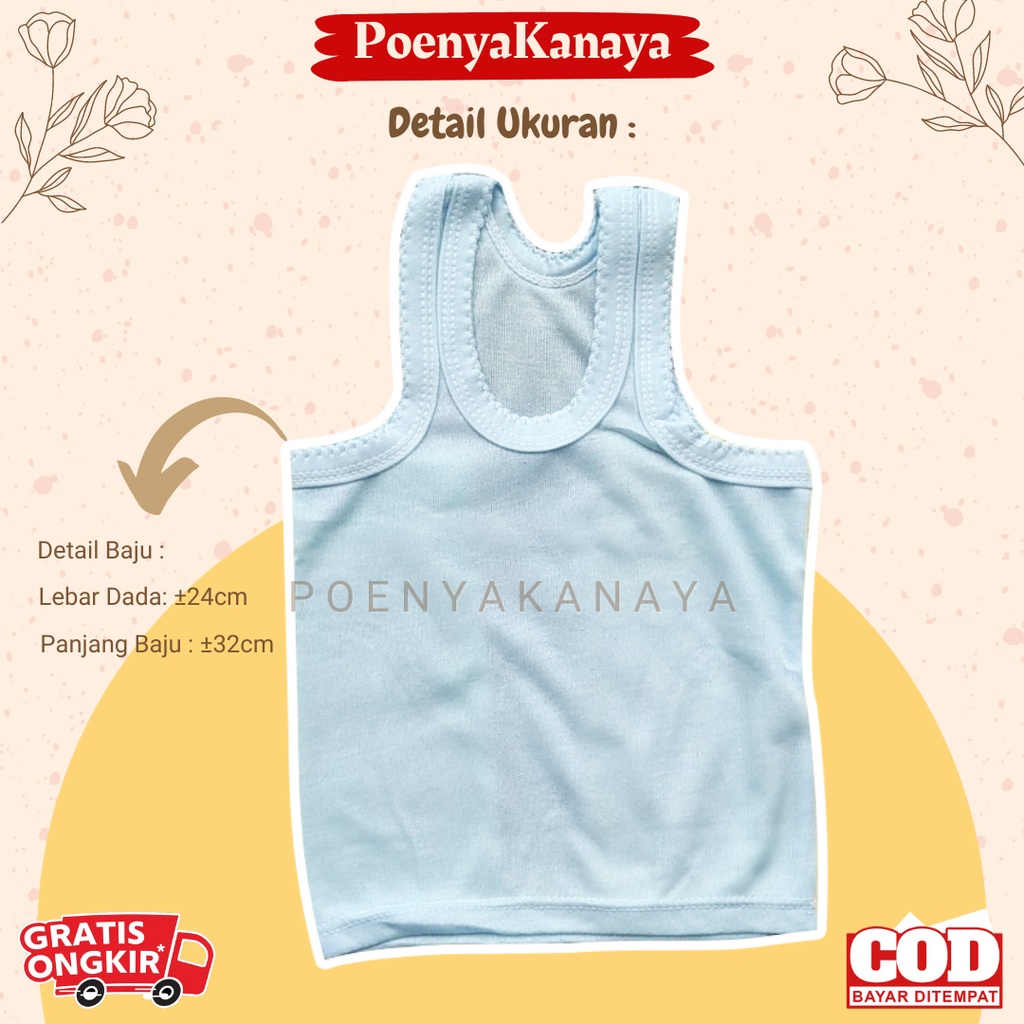 3Pcs Singlet Kaos Dalam Bayi Dasar Warna Size S SL05