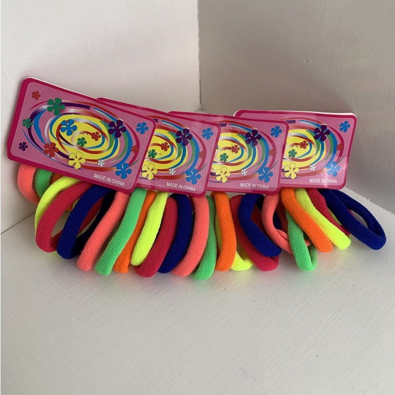 HOPYLOVY Ikat Rambut Donat Elastis Polos Simple Tebal Rainbow Ponytail Style Korea / Kunciran Karet Rambut  Harga Per Card