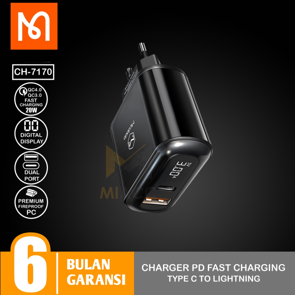 MCDODO CH-7170 Digital Display Adaptor Dual Output Usb+Type C FAST 18W