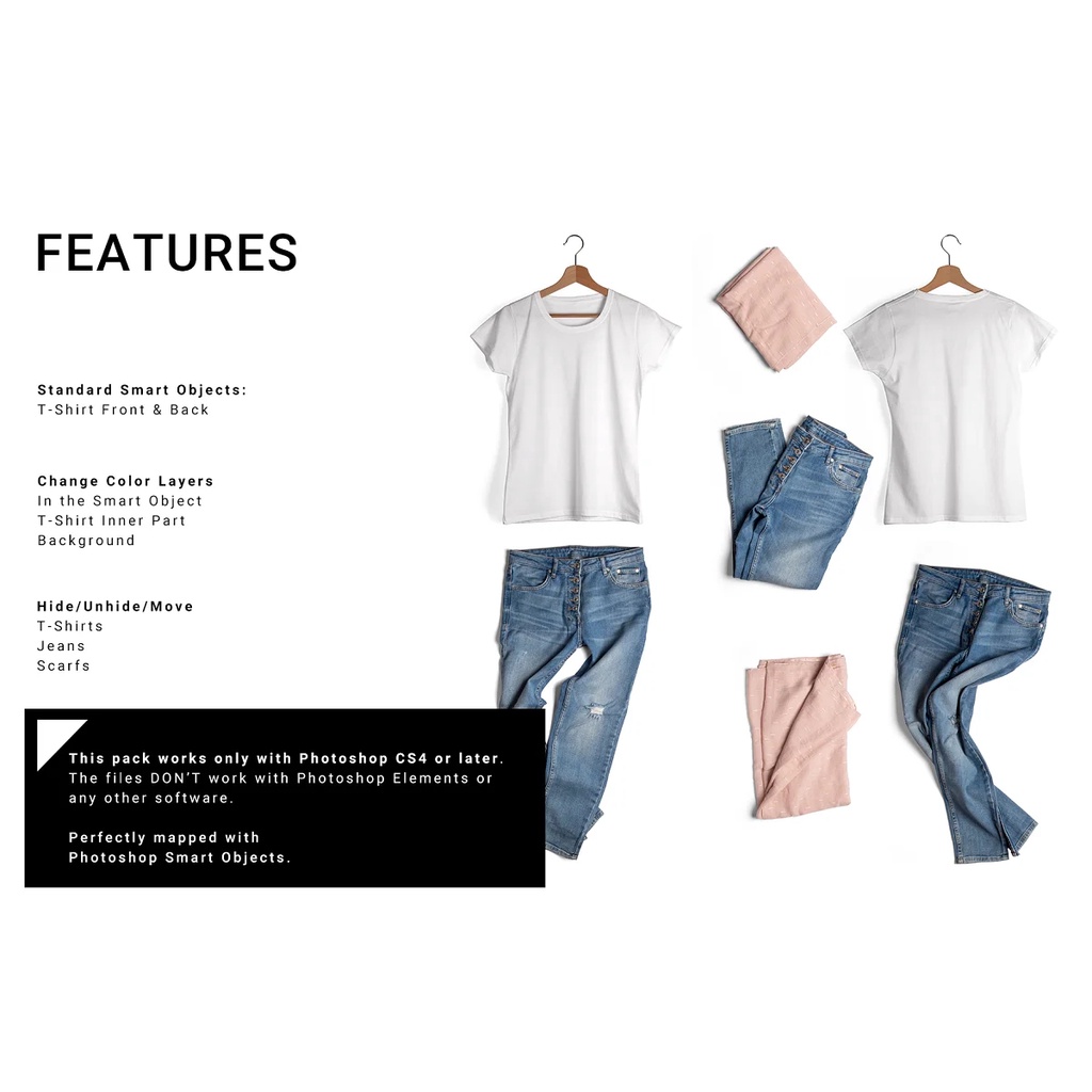 Womens T-Shirt And Jeans Mockup Set