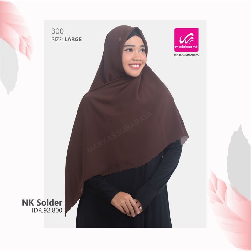 Kerudung Segiempat Polos Zahira Solder Large L Rabbani ORi
