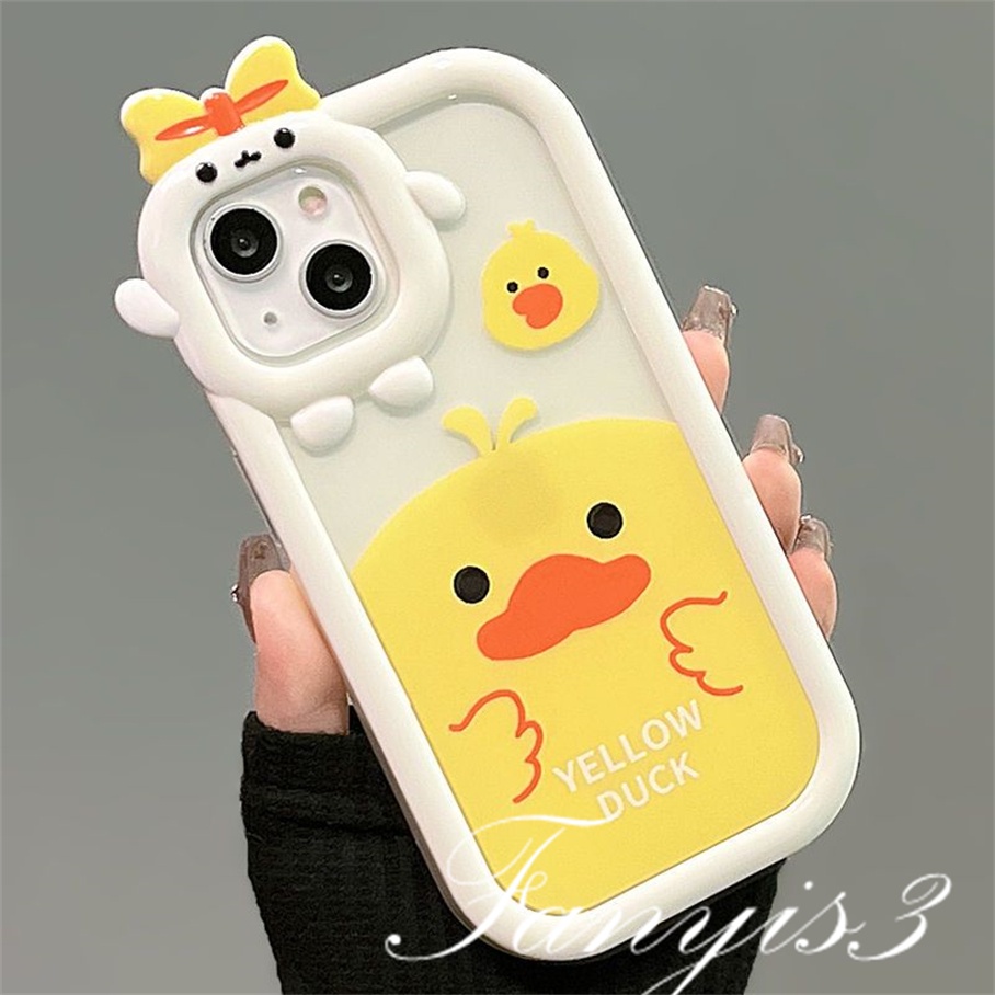 Realme C53 C35 C31 C30 C25Y C21Y C25 C15 C12 C11 C21 C20 C17 C3 Realme 9i 7i 6i 5i 5s 5 Narzo 50A 50i Prime Bebek Kuning Lucu Cute Lens Phone Case Bening Soft Cover Pelindung