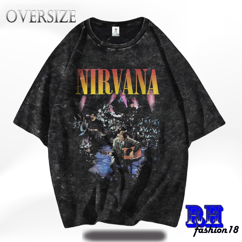 T shirt Nirvana Unplugged Washed - Kaos Band Oversize Sandwash