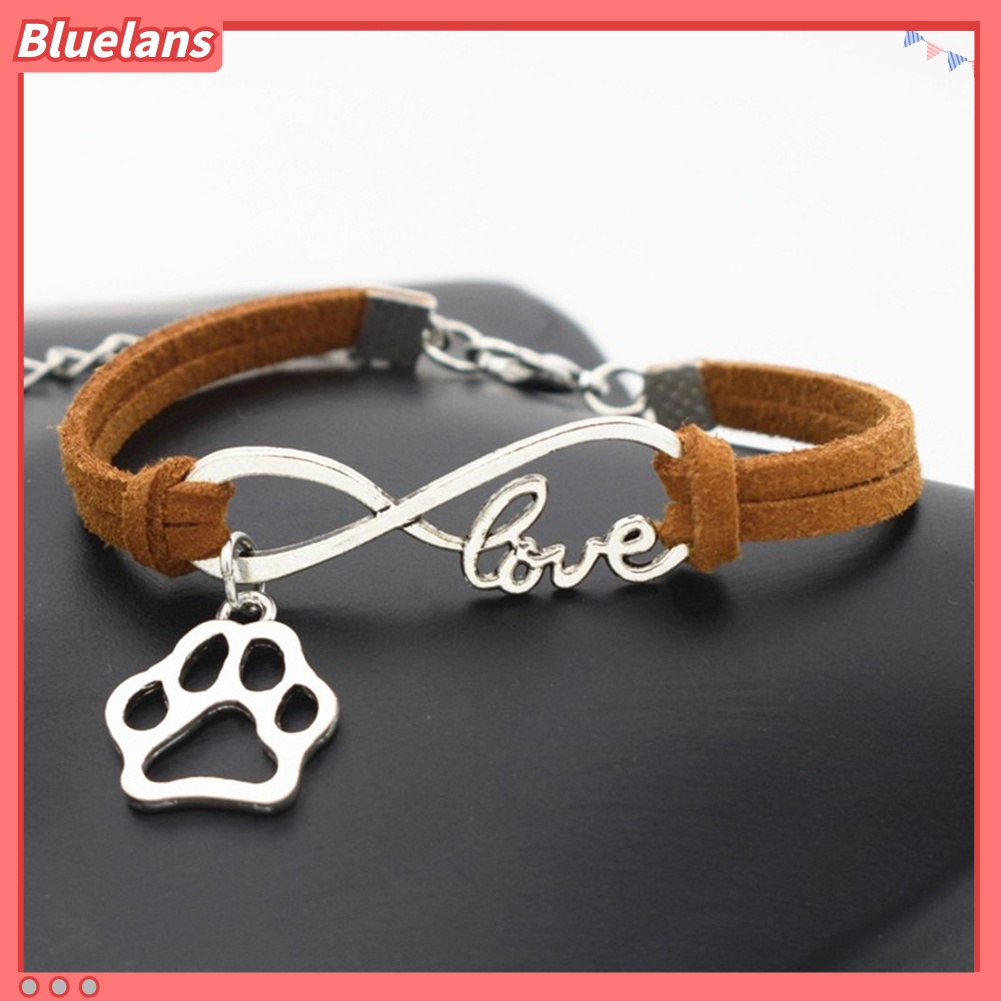 Gelang Handmade Bahan Kulit Imitasi Dengan Liontin Infinity Love Untuk Unisex