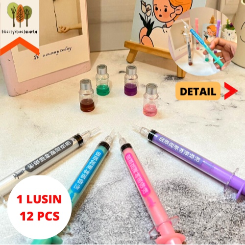 

Pulpen Gel Suntikan Vaksin 1 Lusin Selusin Medicine Unik Fancy Tinta Hitam Model Suntik Vaccine Ready Grosir