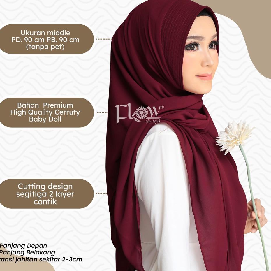 Hot Flow Idea Hijab Jilbab Ceruti Baby Doll Segitiga Instan Soft Pad Pet Antem Original ✓