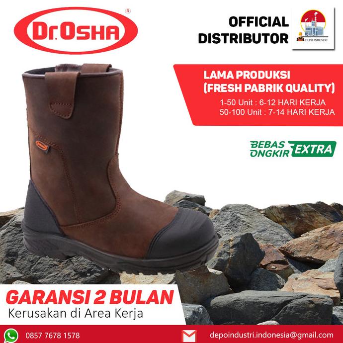 Safety Shoes Dr Osha Mustang Boot 3373 - SOL PU (SOL FULL HITAM)