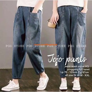YOKO PANTS - Celana Jeans Wanita Korea Street Style Saku Depan Variasi Tulang