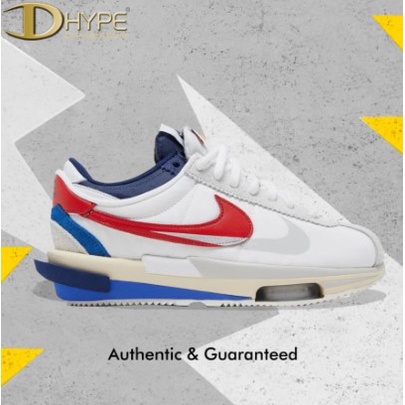 NIKE CORTEZ 4.0 SACAI WHTIE UNIVERSITY RED BLUE 100% Authentic