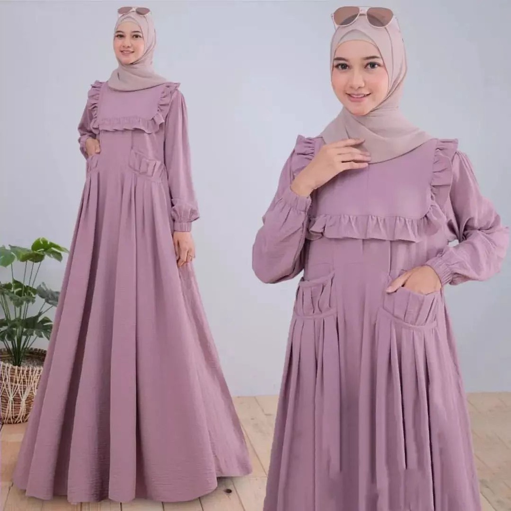 TERBARU- Neyda Dress Bahan Crinkle / Gamis Remaja Terbaru Bahan Crinkle Premium / Fashion Muslim Wanita Kekinian