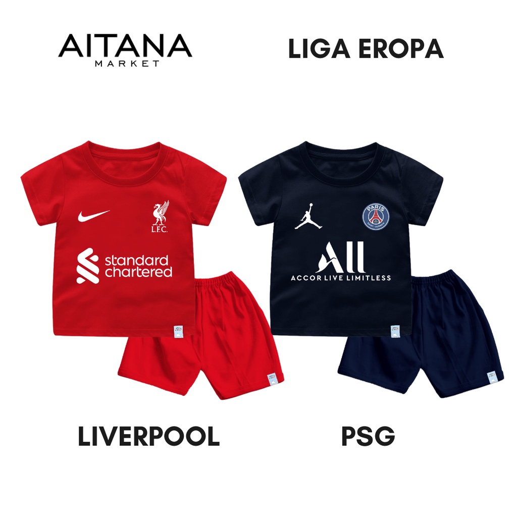 Setelan Baju Bola UEFA Europa League Untuk Anak dan Bayi Bahan Katun Combed 30s GRATIS Tambah Nama dan No Punggung