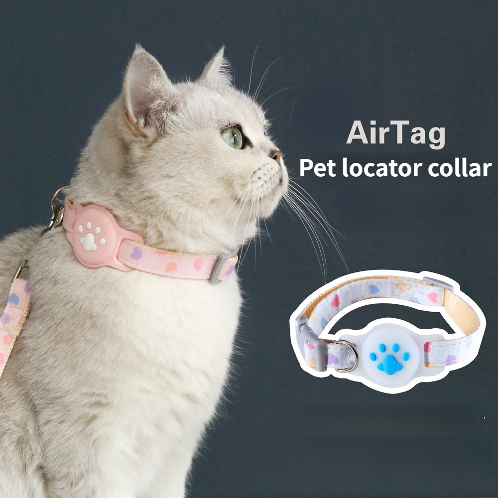 Airtag Kalung Leher Anjing / Kucing Peliharaan Bahan Nilon Dengan Lonceng