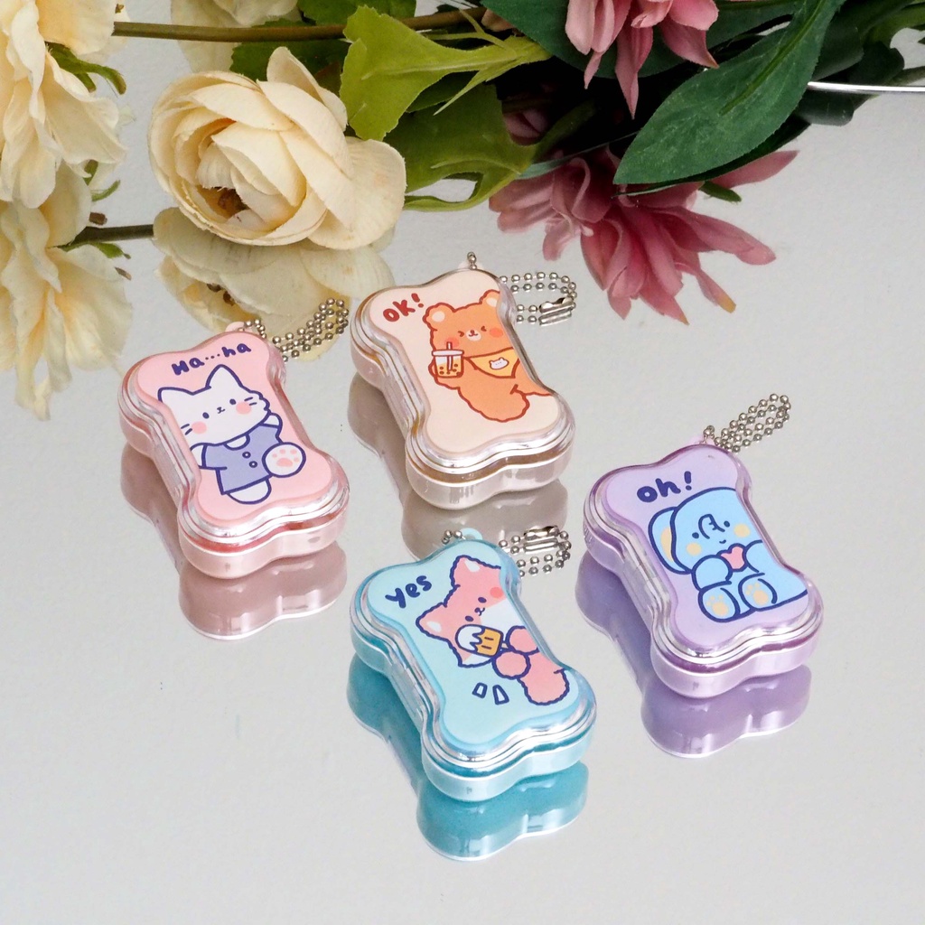 Tempat Softlens Bentuk Tulang Karakter Animal Cute Ada Cermin Soflens Case Travel