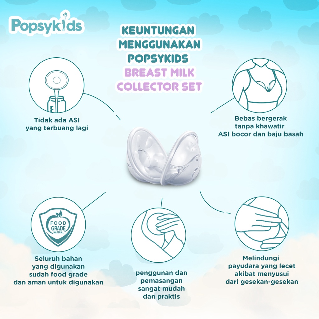 Popsykids Breast Milk Collection Shells - Alternatif Breast Pad Penampung ASI - Wadah Penampung ASI Bocor
