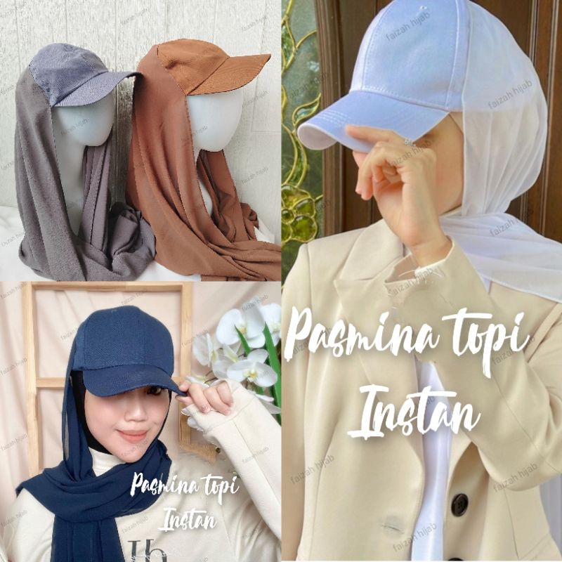 Pasmina Topi Premium.  Phastan Topi. Hijab Hat bassboll  Instan topi premiun   HIjab Pashmina topi  
