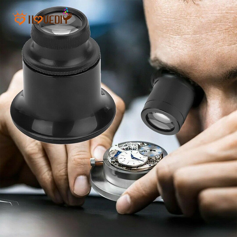 Kaca Pembesar 3X-20X Portable Untuk Reparasi Jam Tangan / Perhiasan